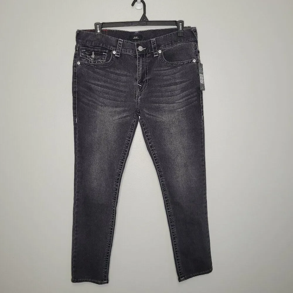 True Religion Rocco relaxed skinny black jeans size 36x32 NWT